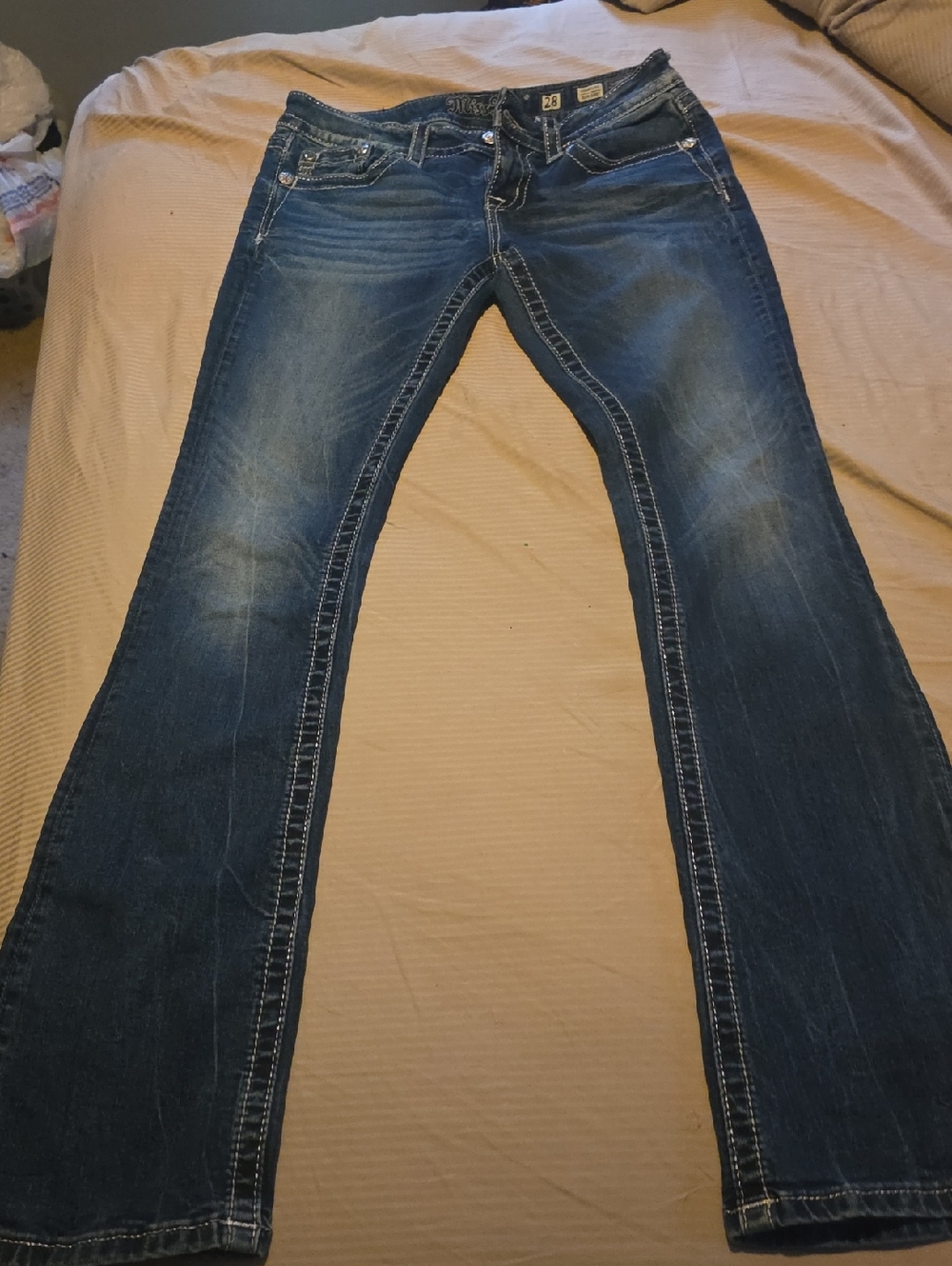 Miss Me Dark Blue Signature Slim Bootcut Jeans Size 28x35.2
